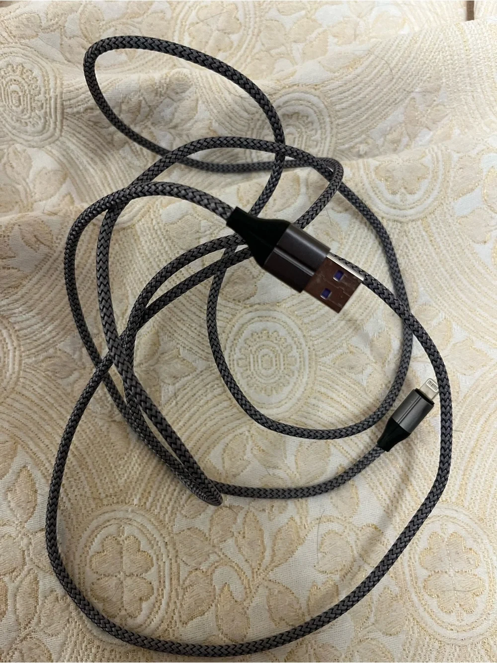 Braided Lightning to USB Charging Cable - Gray-6 foot
